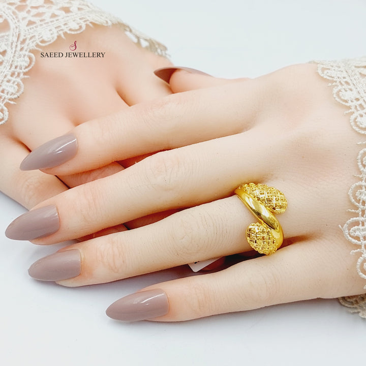 Engraved Ring  Made of 21K Yellow Gold by Saeed Jewelry-30999