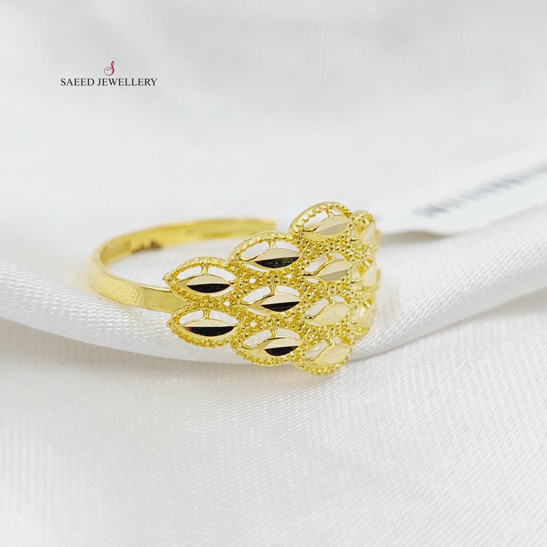 Engraved Spike Ring  Made Of 18K Yellow Gold by Saeed Jewelry-30541