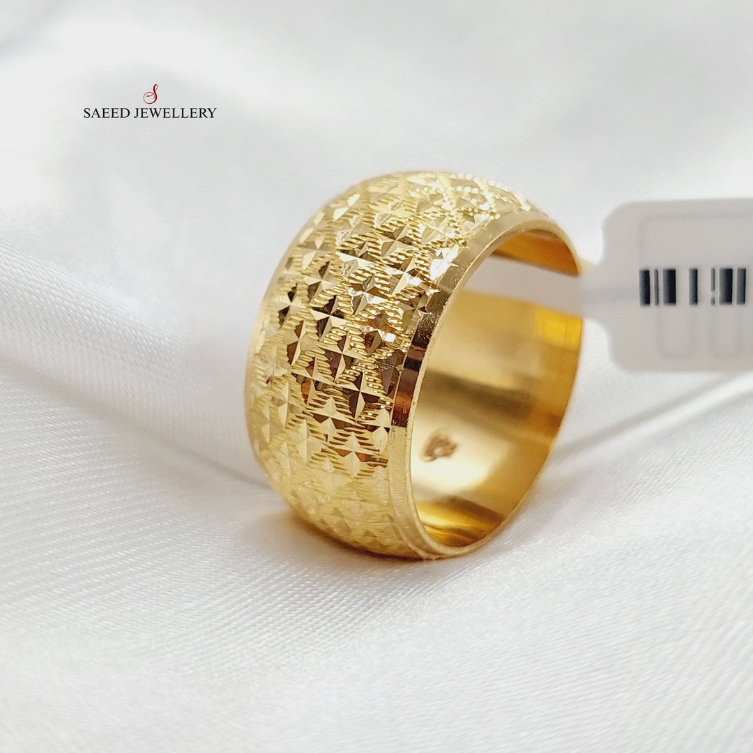 Engraved Wedding Ring Made Of 21K Yellow Gold by Saeed Jewelry-27998