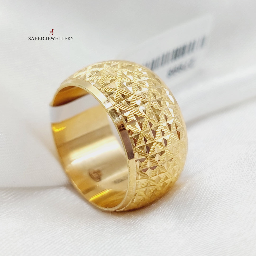 Engraved Wedding Ring Made Of 21K Yellow Gold by Saeed Jewelry-27998