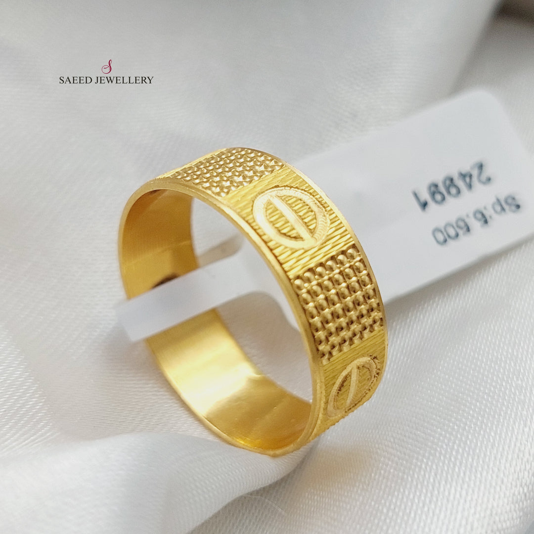 21K Gold Engraved Wedding Ring by Saeed Jewelry - Image 1