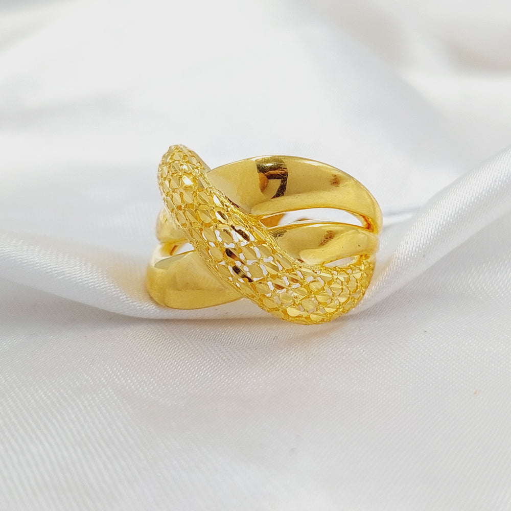 Engraved X Style Ring  Made of 21K Yellow Gold by Saeed Jewelry-31029