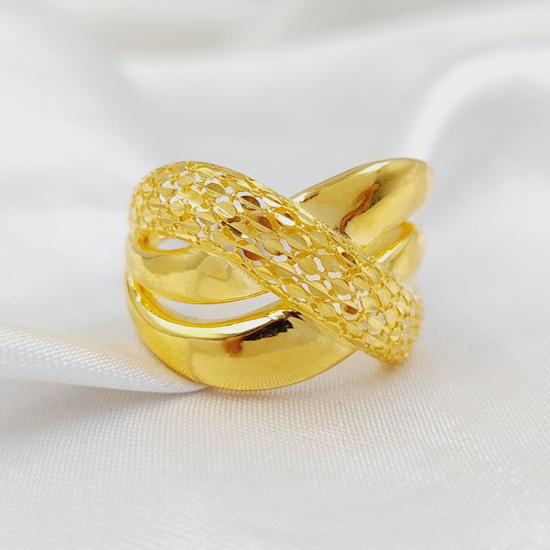 Engraved X Style Ring  Made of 21K Yellow Gold by Saeed Jewelry-31029