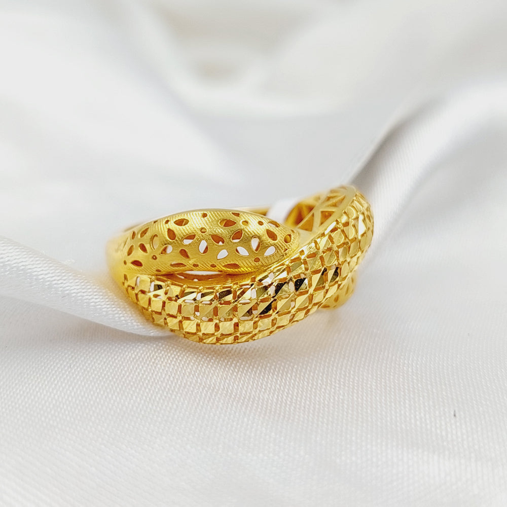Engraved X Style Ring  Made of 21K Yellow Gold by Saeed Jewelry-31030