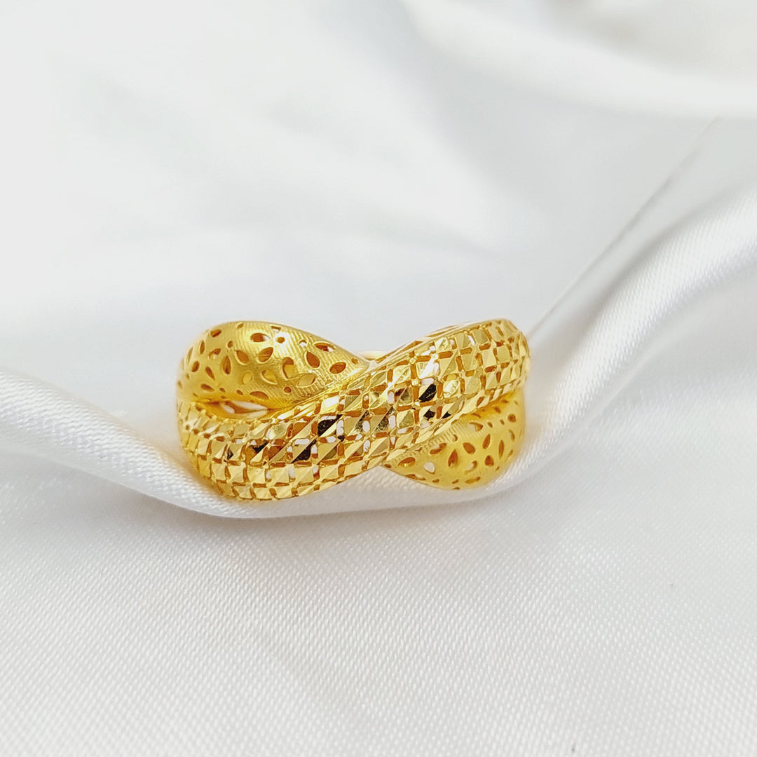 Engraved X Style Ring  Made of 21K Yellow Gold by Saeed Jewelry-31030