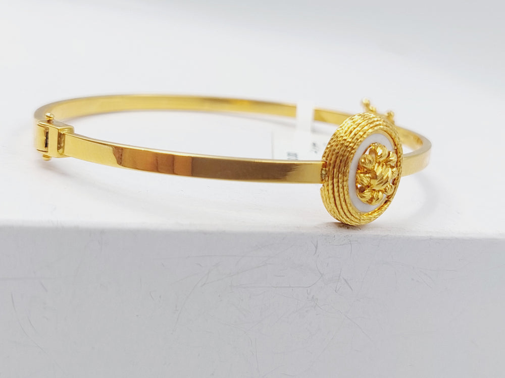 Figaro Fancy Bangle Bracelet Made of 21K Yellow Gold by Saeed Jewelry-اسوارة-مستورد-9