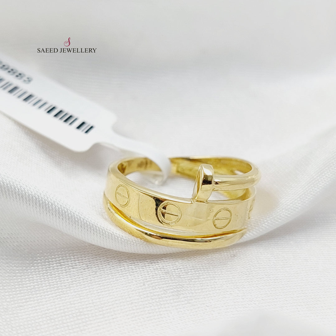 Figaro Nail Ring Made Of 18K Yellow Gold by Saeed Jewelry-29883