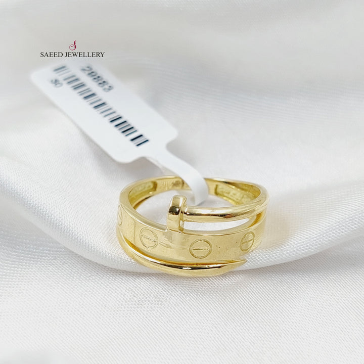 Figaro Nail Ring Made Of 18K Yellow Gold by Saeed Jewelry-29883