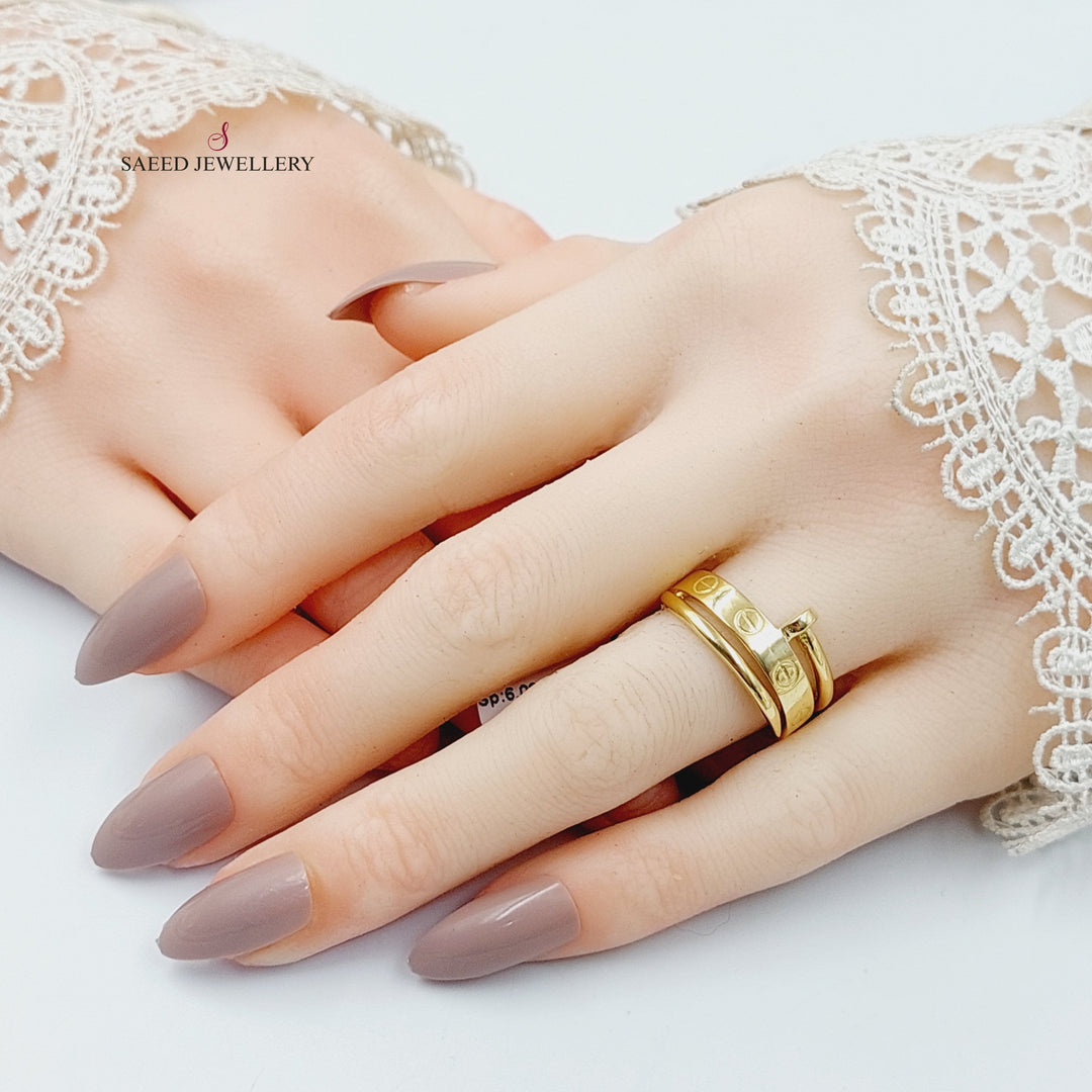 Figaro Nail Ring Made Of 18K Yellow Gold by Saeed Jewelry-29883