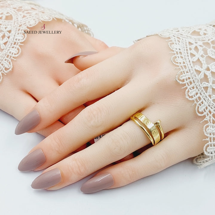 Figaro Nail Ring Made Of 18K Yellow Gold by Saeed Jewelry-29883