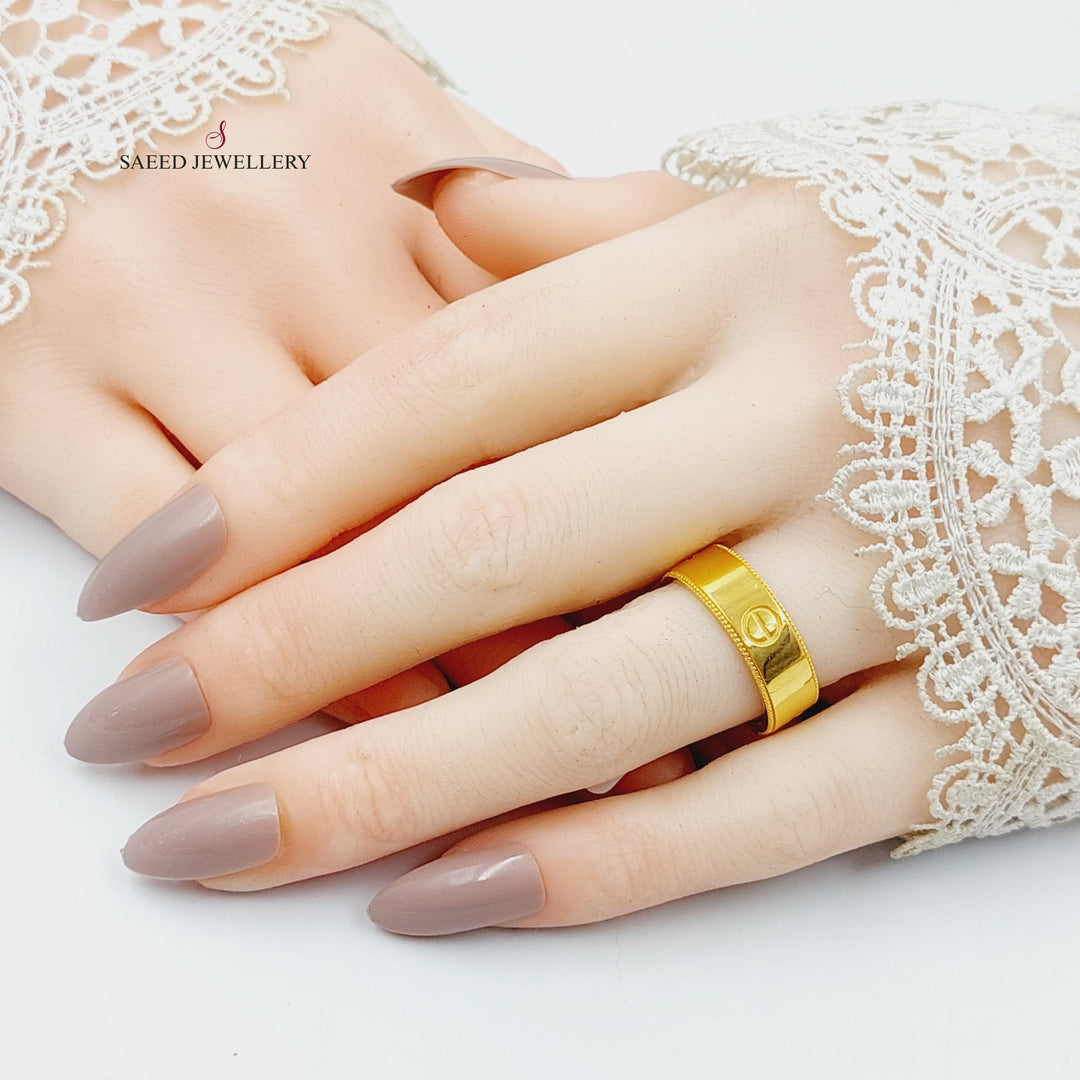 Figaro Ring  Made Of 21K Yellow Gold by Saeed Jewelry-29752