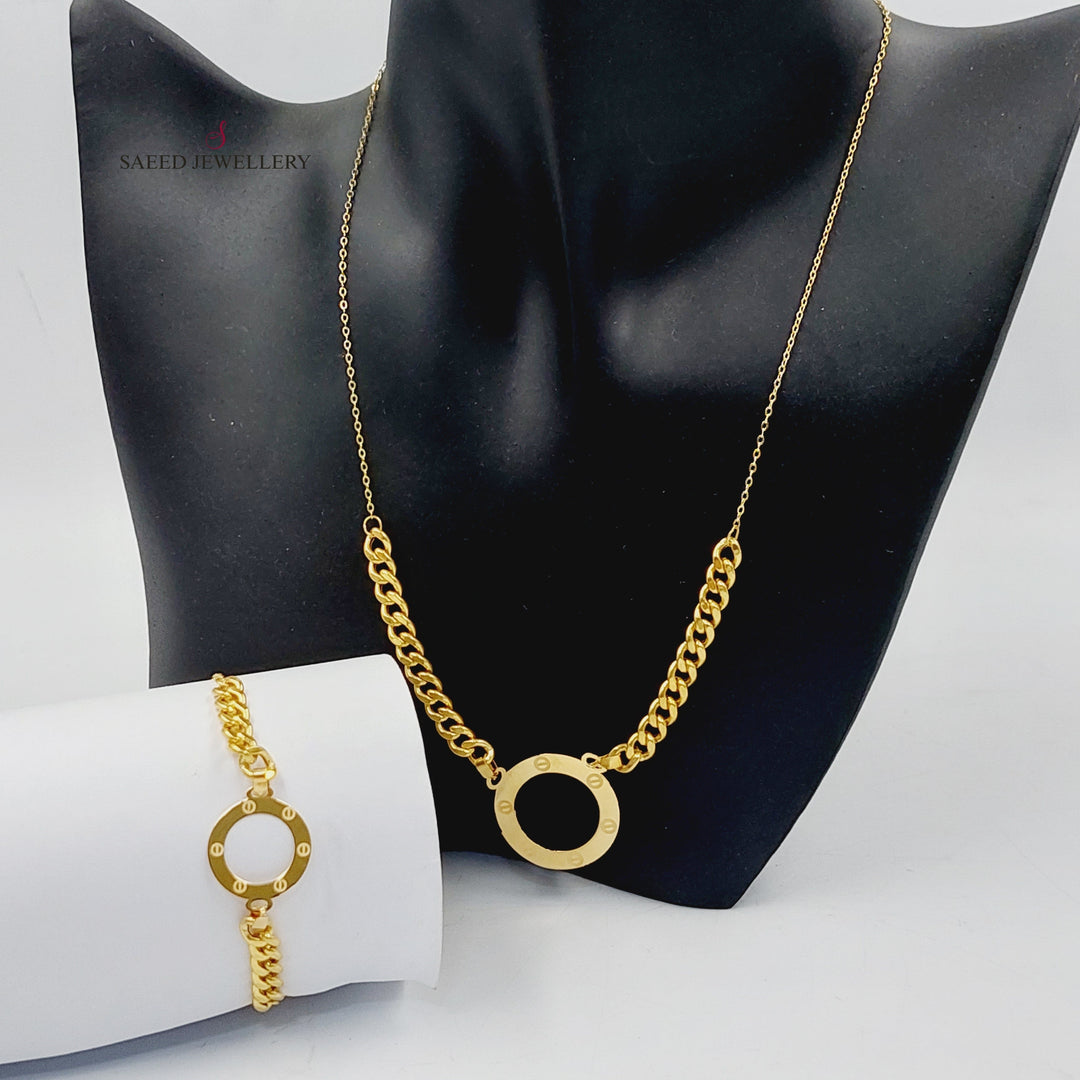   Figaro Set  Made Of 18K Yellow Gold  <br>Bracelet Length: <strong> 19cm </strong> by Saeed Jewelry-29889