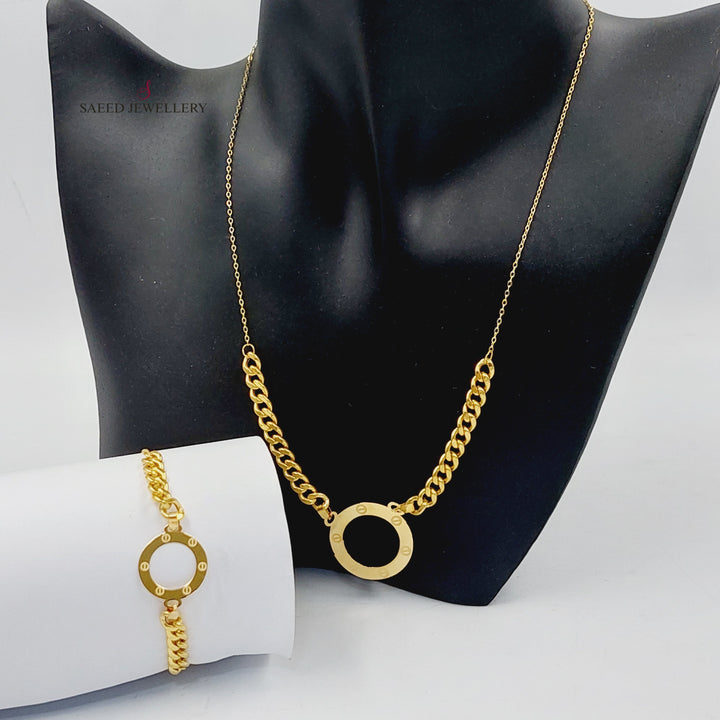   Figaro Set  Made Of 18K Yellow Gold  <br>Bracelet Length: <strong> 19cm </strong> by Saeed Jewelry-29889