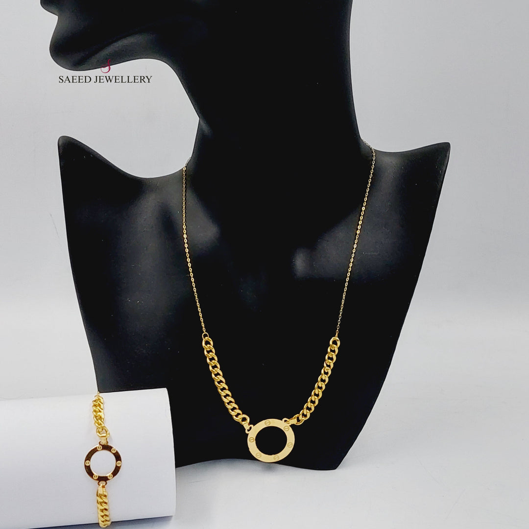   Figaro Set  Made Of 18K Yellow Gold  <br>Bracelet Length: <strong> 19cm </strong> by Saeed Jewelry-29889