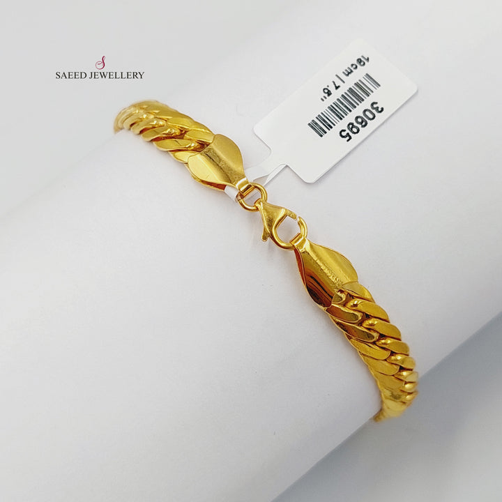 Flat Cuban Links Bracelet  Made Of 21K Yellow Gold by Saeed Jewelry-30695