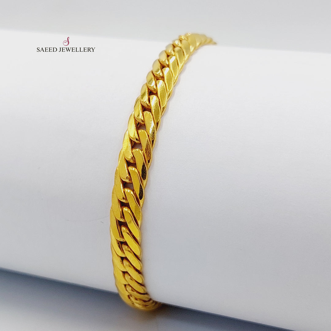 Flat Cuban Links Bracelet  Made Of 21K Yellow Gold by Saeed Jewelry-30695