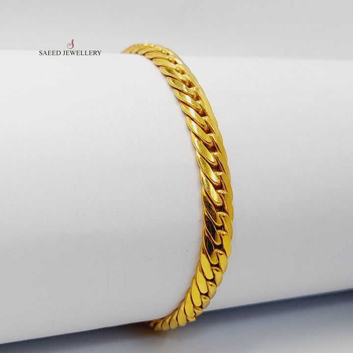 Flat Cuban Links Bracelet  Made Of 21K Yellow Gold by Saeed Jewelry-30695