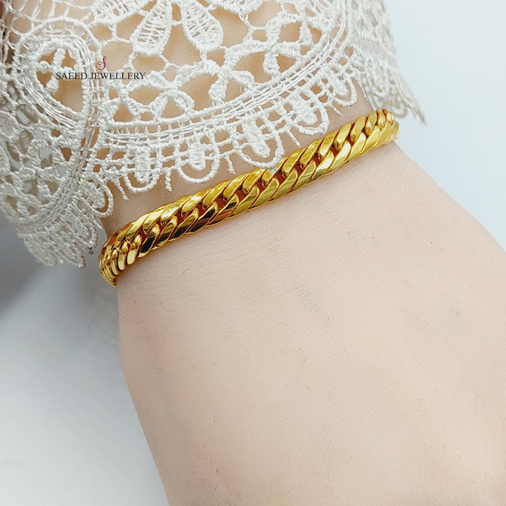 Flat Cuban Links Bracelet  Made Of 21K Yellow Gold by Saeed Jewelry-30695