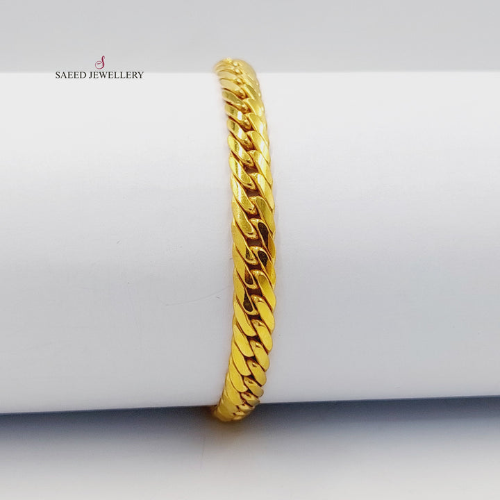 Flat Cuban Links Bracelet  Made Of 21K Yellow Gold by Saeed Jewelry-30695