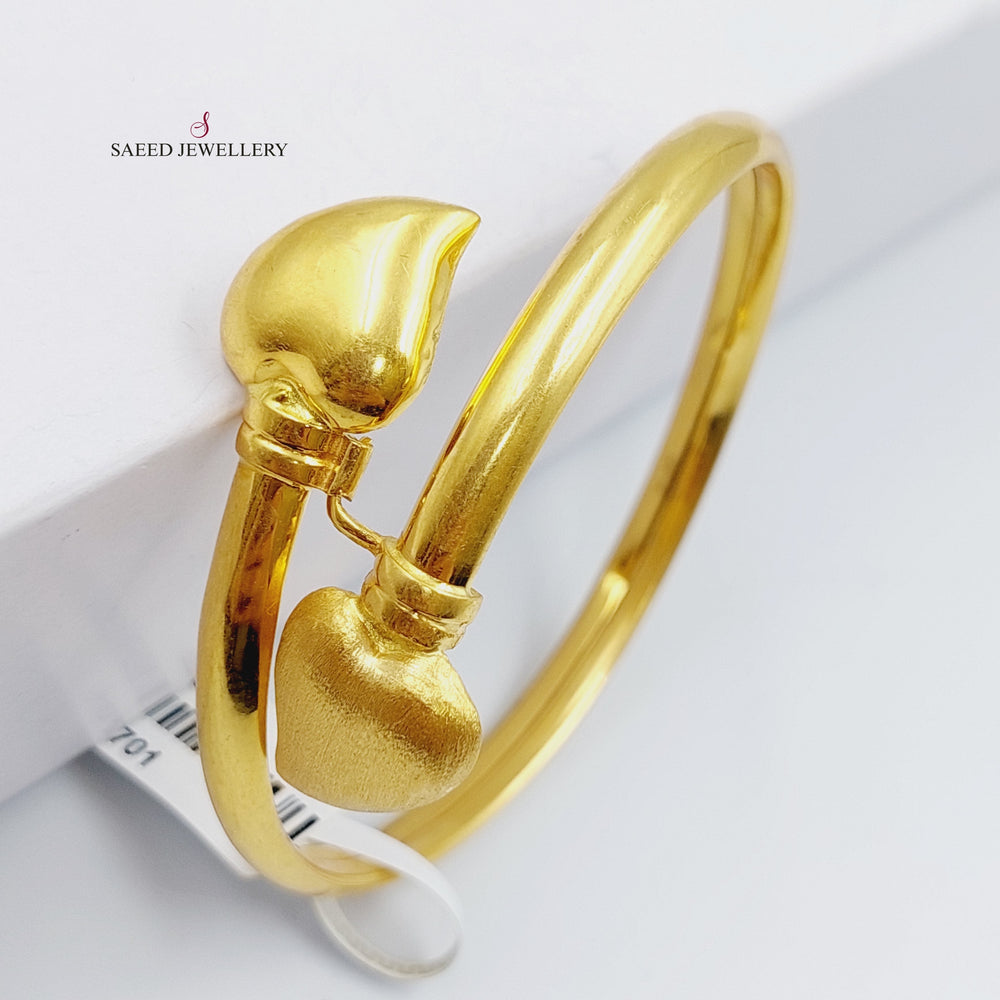Heart Bangle Bracelet Made of 21K Yellow Gold by Saeed Jewelry-اسوارة-بانجل-اكسترا-3
