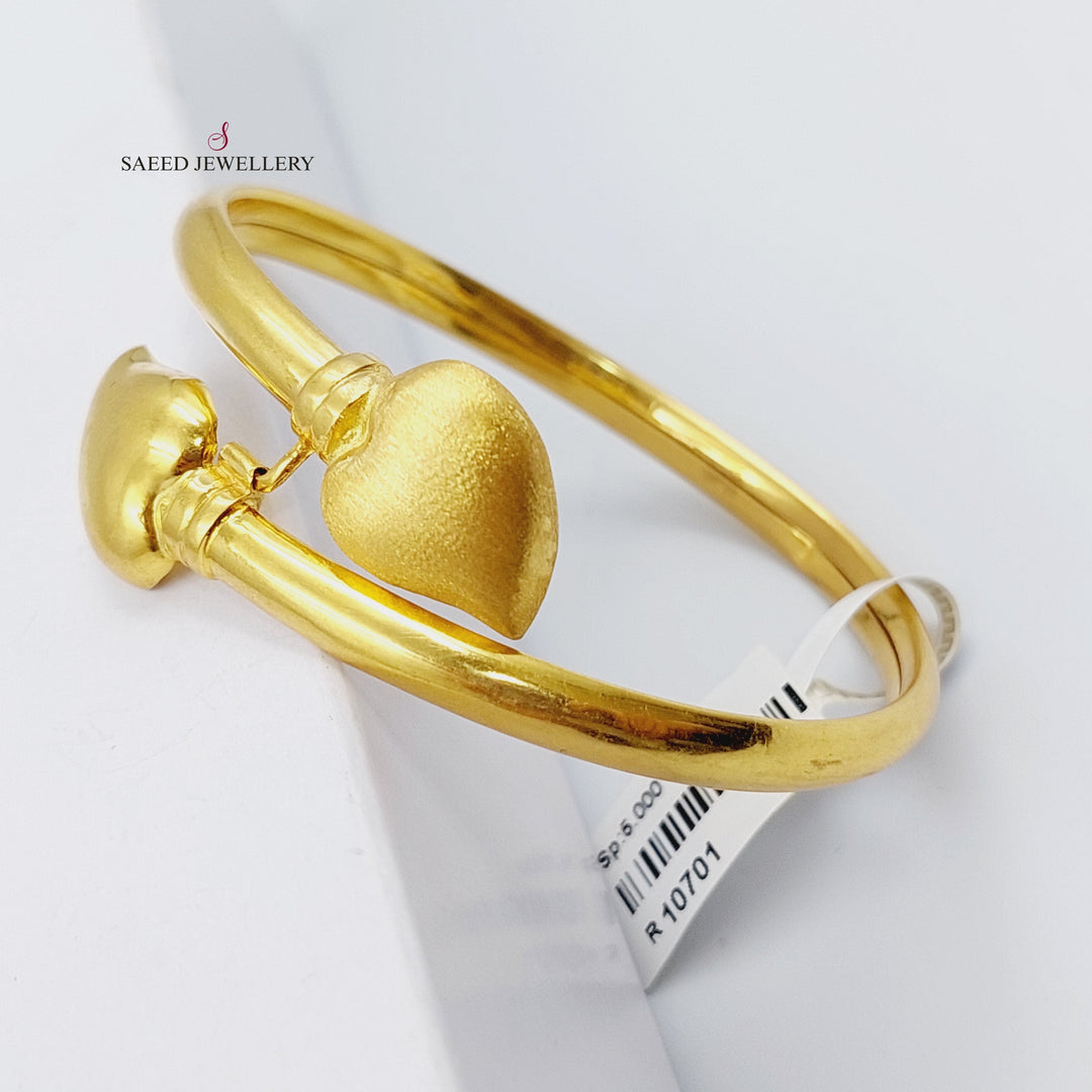 Heart Bangle Bracelet Made of 21K Yellow Gold by Saeed Jewelry-اسوارة-بانجل-اكسترا-3