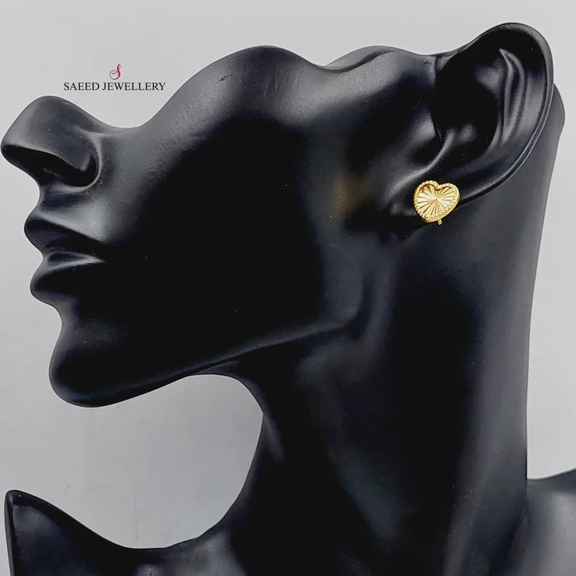 Heart Screw Earrings  Made Of 18K Yellow Gold by Saeed Jewelry-28840