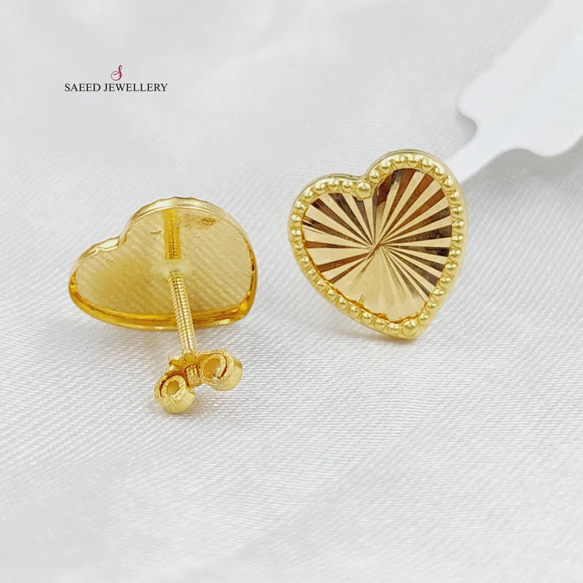 Heart Screw Earrings  Made Of 18K Yellow Gold by Saeed Jewelry-28840