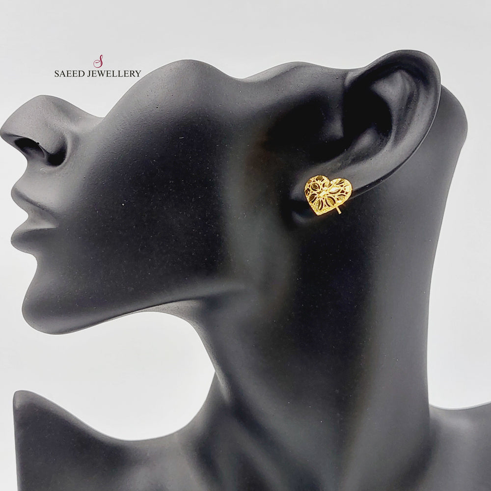 Heart Screw Earrings  Made Of 21K Yellow Gold by Saeed Jewelry-29718