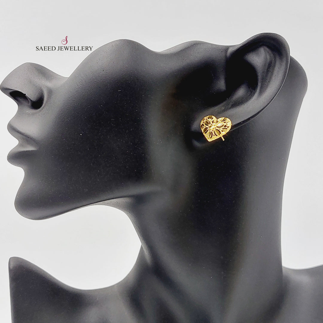 Heart Screw Earrings  Made Of 21K Yellow Gold by Saeed Jewelry-29718