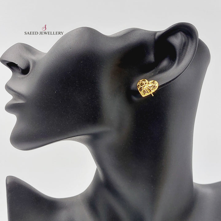 Heart Screw Earrings  Made Of 21K Yellow Gold by Saeed Jewelry-29718