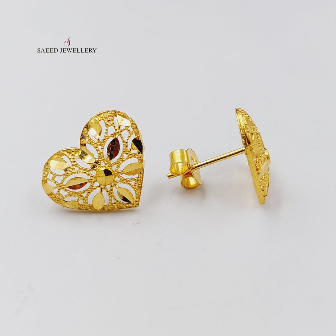 Heart Screw Earrings  Made Of 21K Yellow Gold by Saeed Jewelry-29718