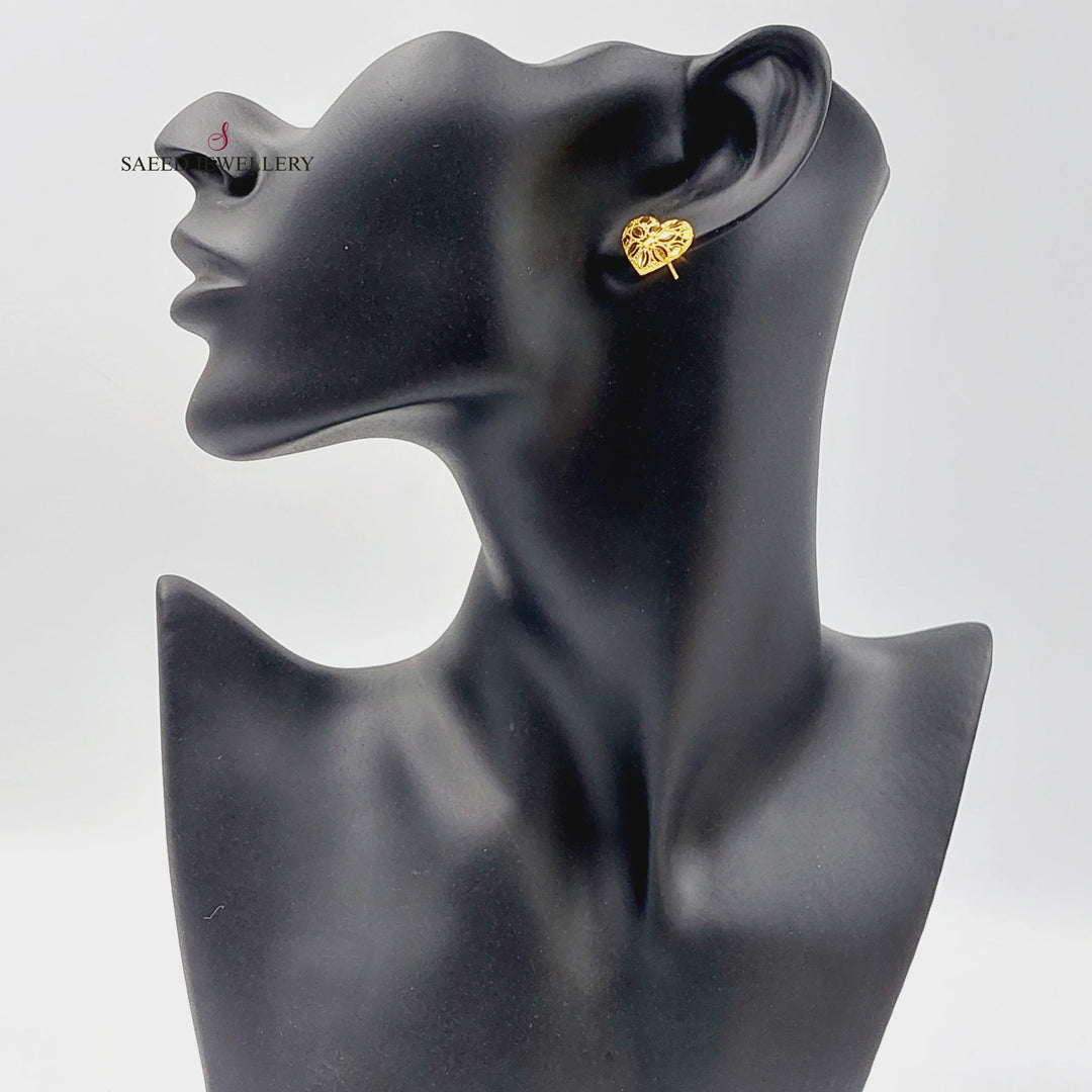 Heart Screw Earrings  Made Of 21K Yellow Gold by Saeed Jewelry-29718