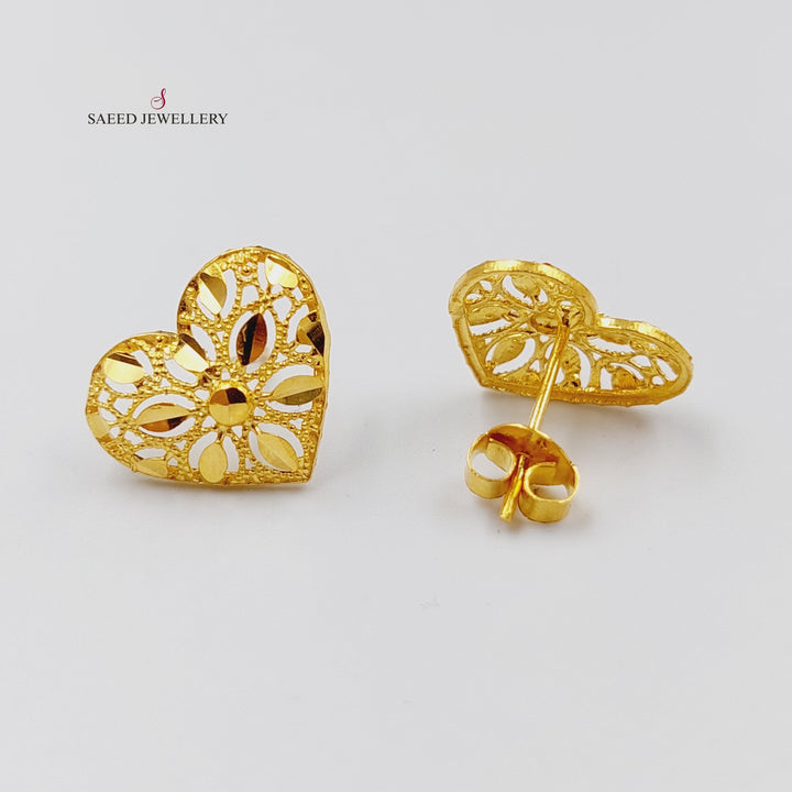 Heart Screw Earrings  Made Of 21K Yellow Gold by Saeed Jewelry-29718