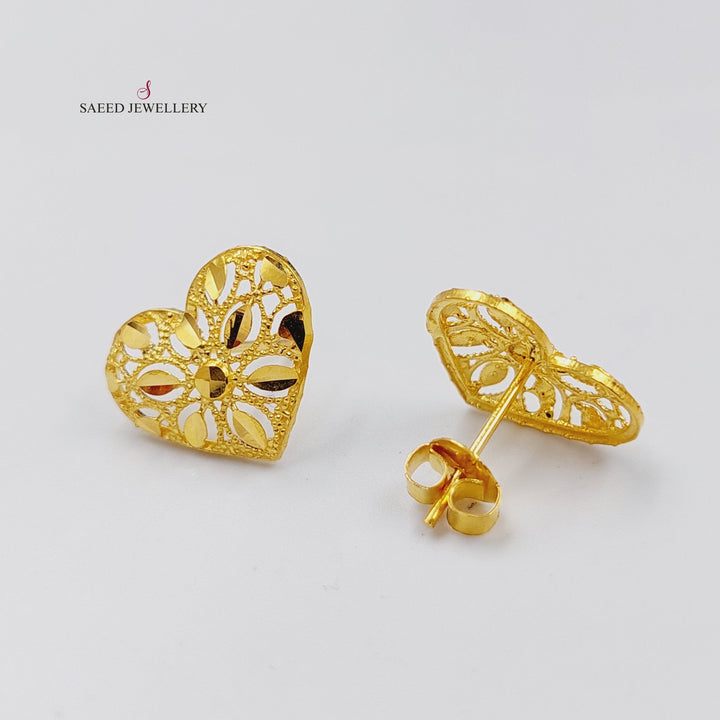 Heart Screw Earrings  Made Of 21K Yellow Gold by Saeed Jewelry-29718
