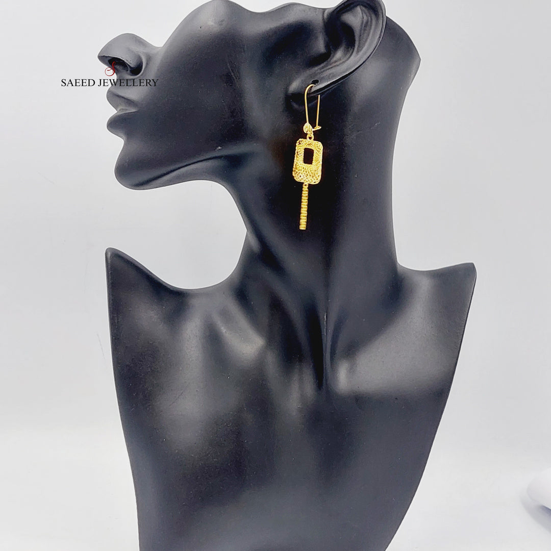 Hollow Engraved Earrings Made Of 21K Yellow Gold by Saeed Jewelry-28325