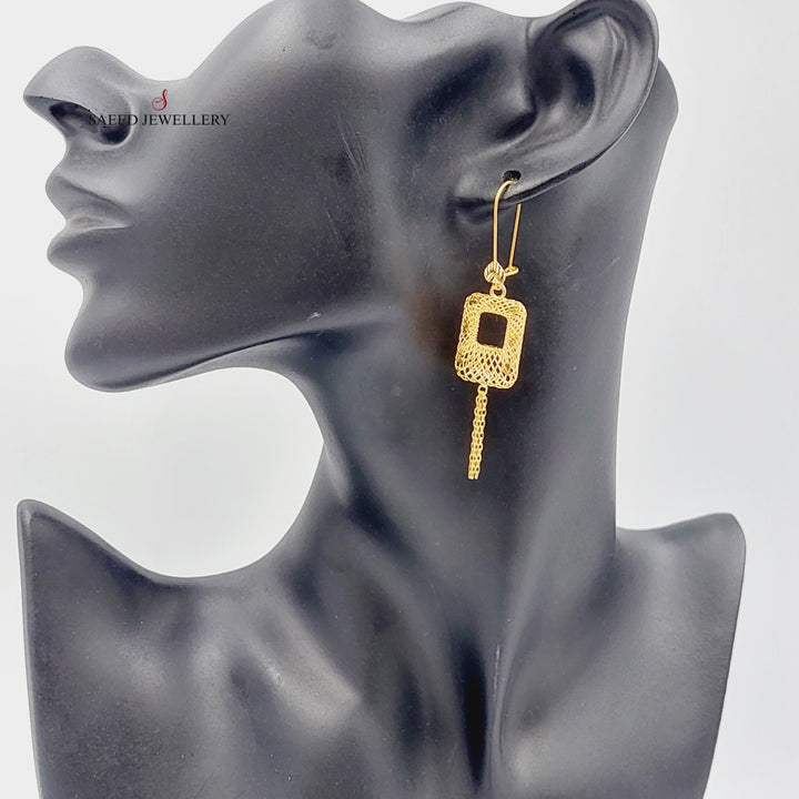 Hollow Engraved Earrings Made Of 21K Yellow Gold by Saeed Jewelry-28325