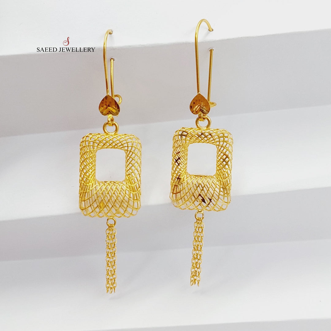Hollow Engraved Earrings Made Of 21K Yellow Gold by Saeed Jewelry-28325