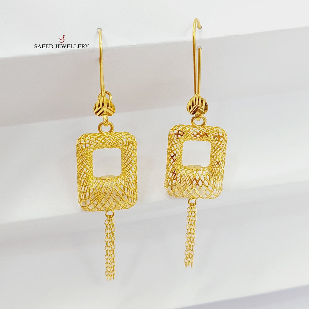 Hollow Engraved Earrings Made Of 21K Yellow Gold by Saeed Jewelry-28325