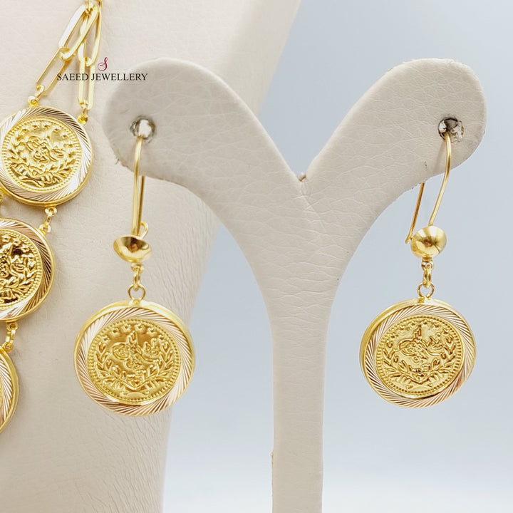 Hollow Rashadi Set  Made Of 21K Yellow Gold Ring Size: <strong> 19 JP/CN | 9.5 US/CA</strong><br>Bracelet Length: <strong> 21cm</strong><br><br> by Saeed Jewelry-29502