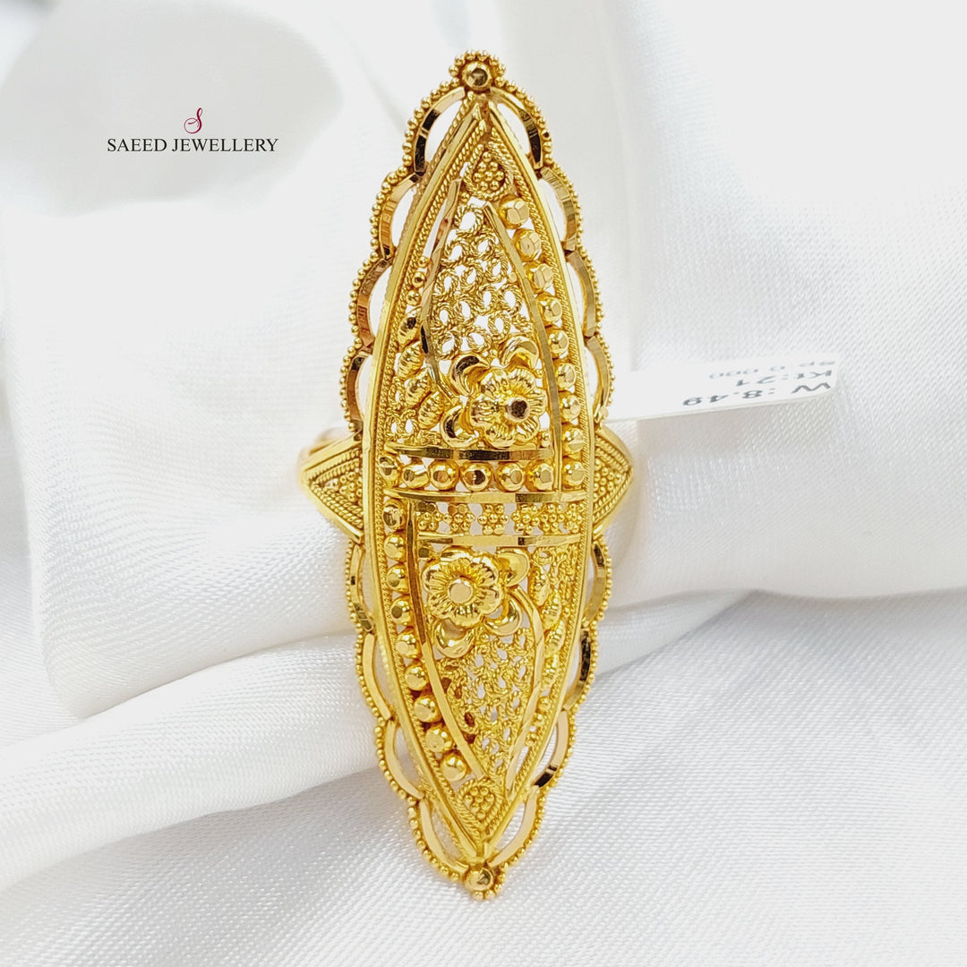 Indian Ring Made Of 21K Yellow Gold<br><br> by Saeed Jewelry-29996