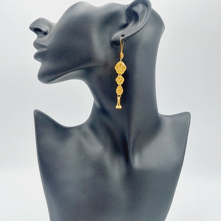 Kuwaiti Earrings Made Of 21K Yellow Gold by Saeed Jewelry-27538