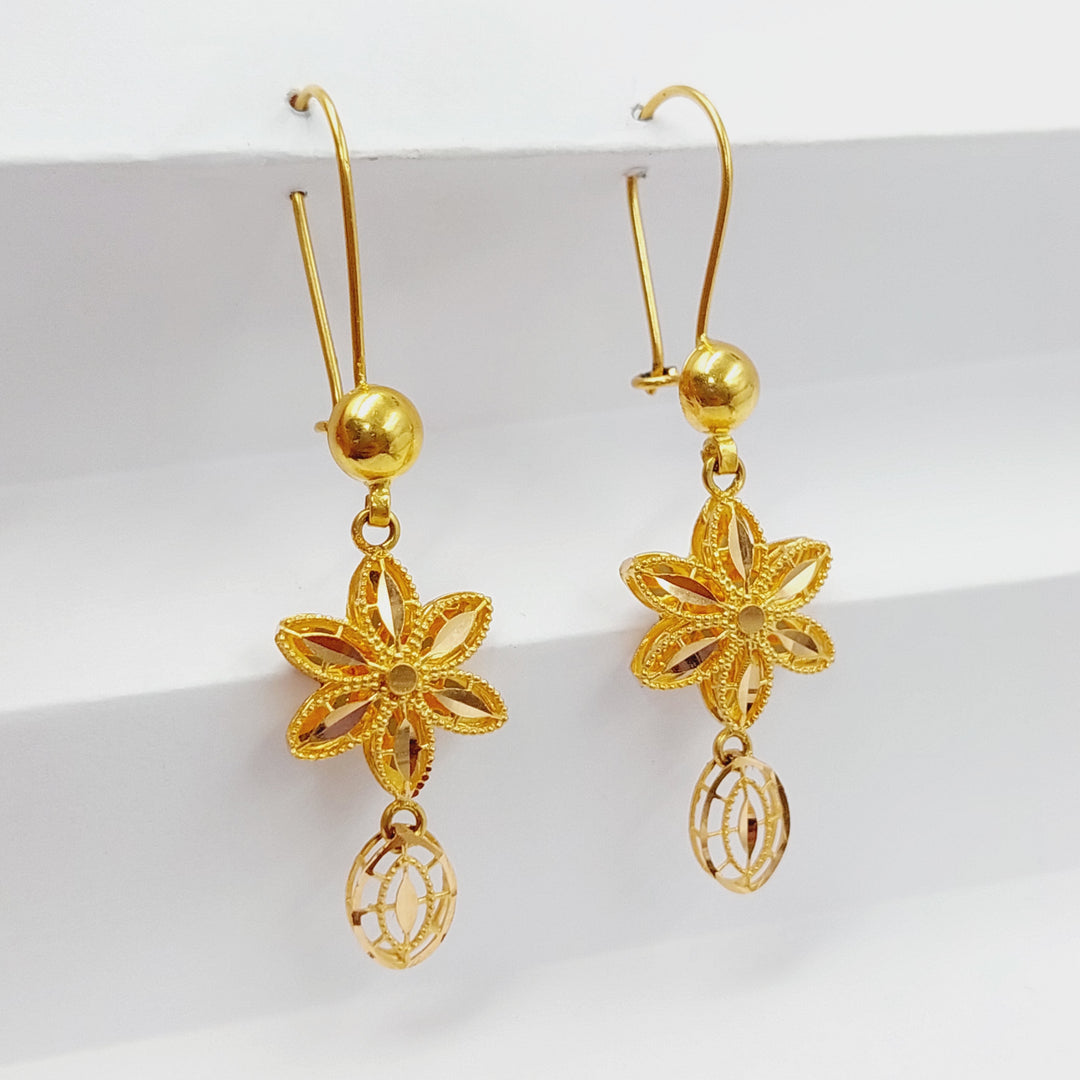Kuwaiti Earrings Made Of 21K Yellow Gold by Saeed Jewelry-28339