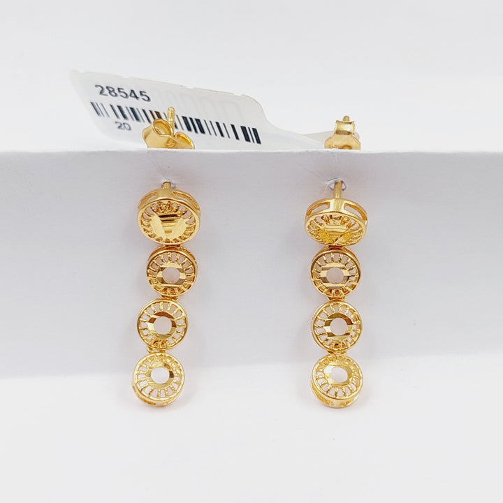 Kuwaiti Earrings Made Of 21K Yellow Gold by Saeed Jewelry-28545