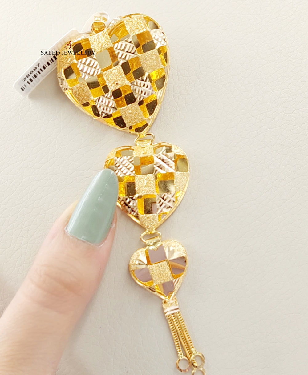 Kuwaiti Heart Pendant Made Of 21K Yellow Gold by Saeed Jewelry-28697