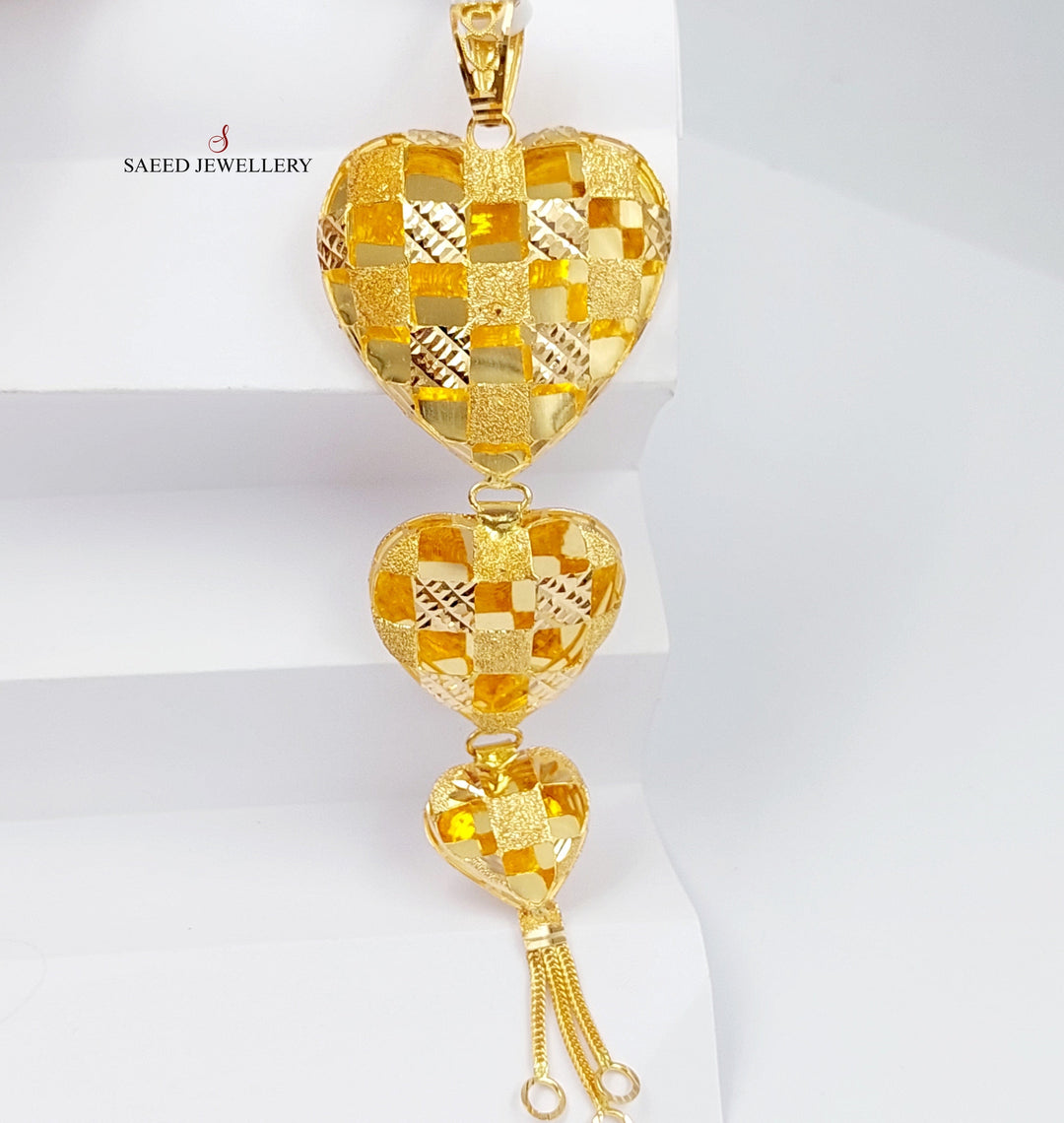 Kuwaiti Heart Pendant Made Of 21K Yellow Gold by Saeed Jewelry-28697