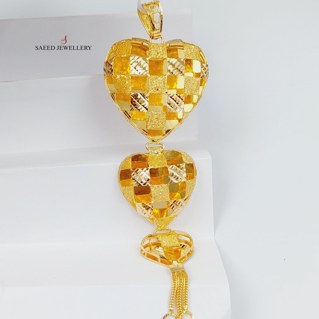Kuwaiti Heart Pendant Made Of 21K Yellow Gold by Saeed Jewelry-28697