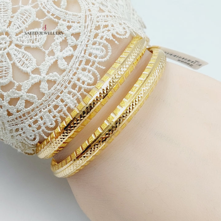 Laser Engraved Bangle  Made Of 21K Yellow Gold by Saeed Jewelry-29961