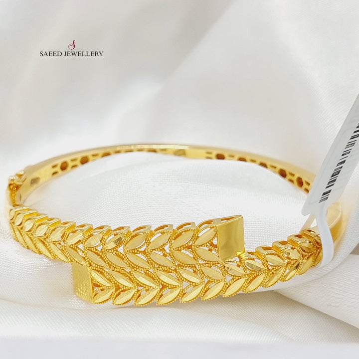 Leaf Bangle Bracelet  Made Of 21K Yellow Gold by Saeed Jewelry-29291