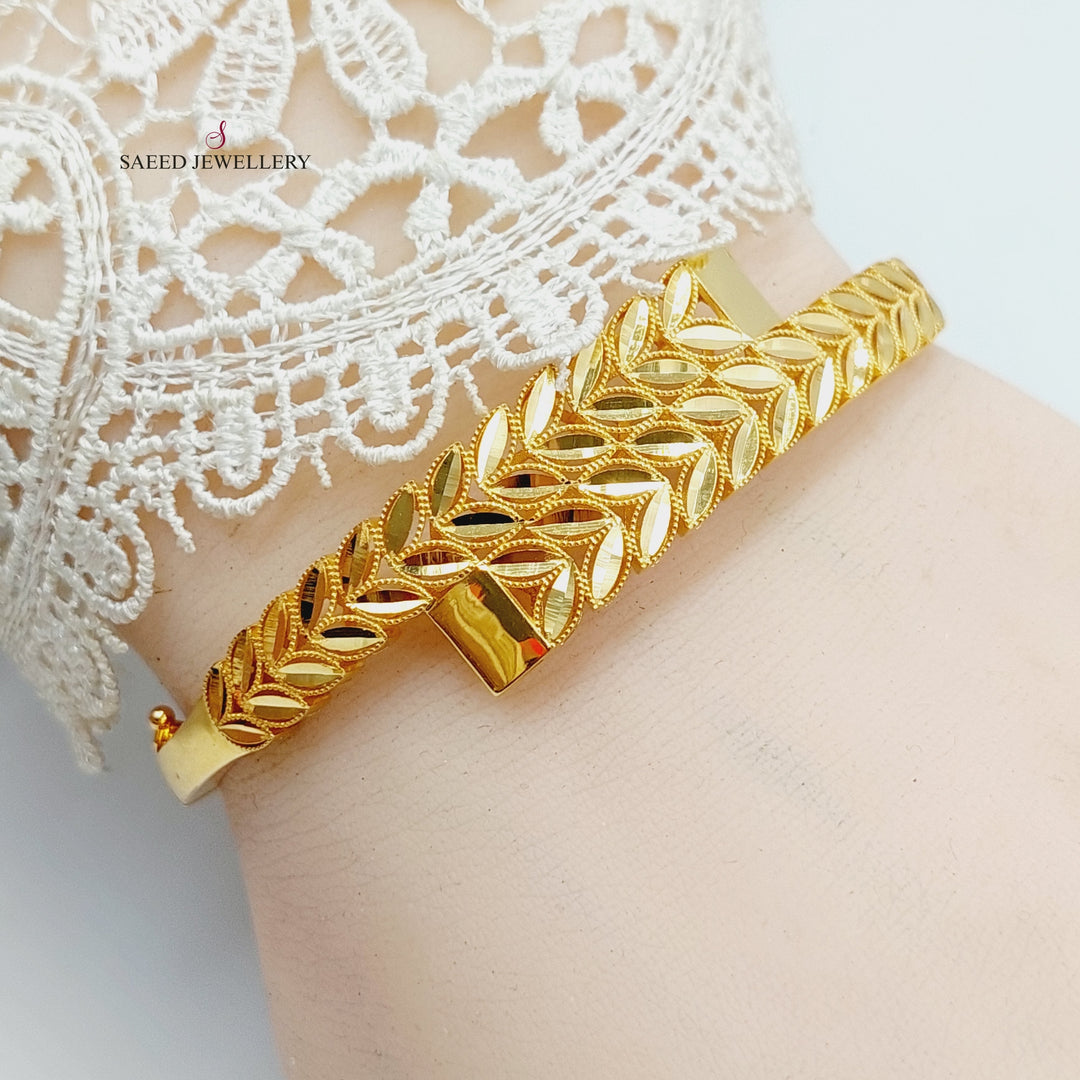 Leaf Bangle Bracelet  Made Of 21K Yellow Gold by Saeed Jewelry-29291