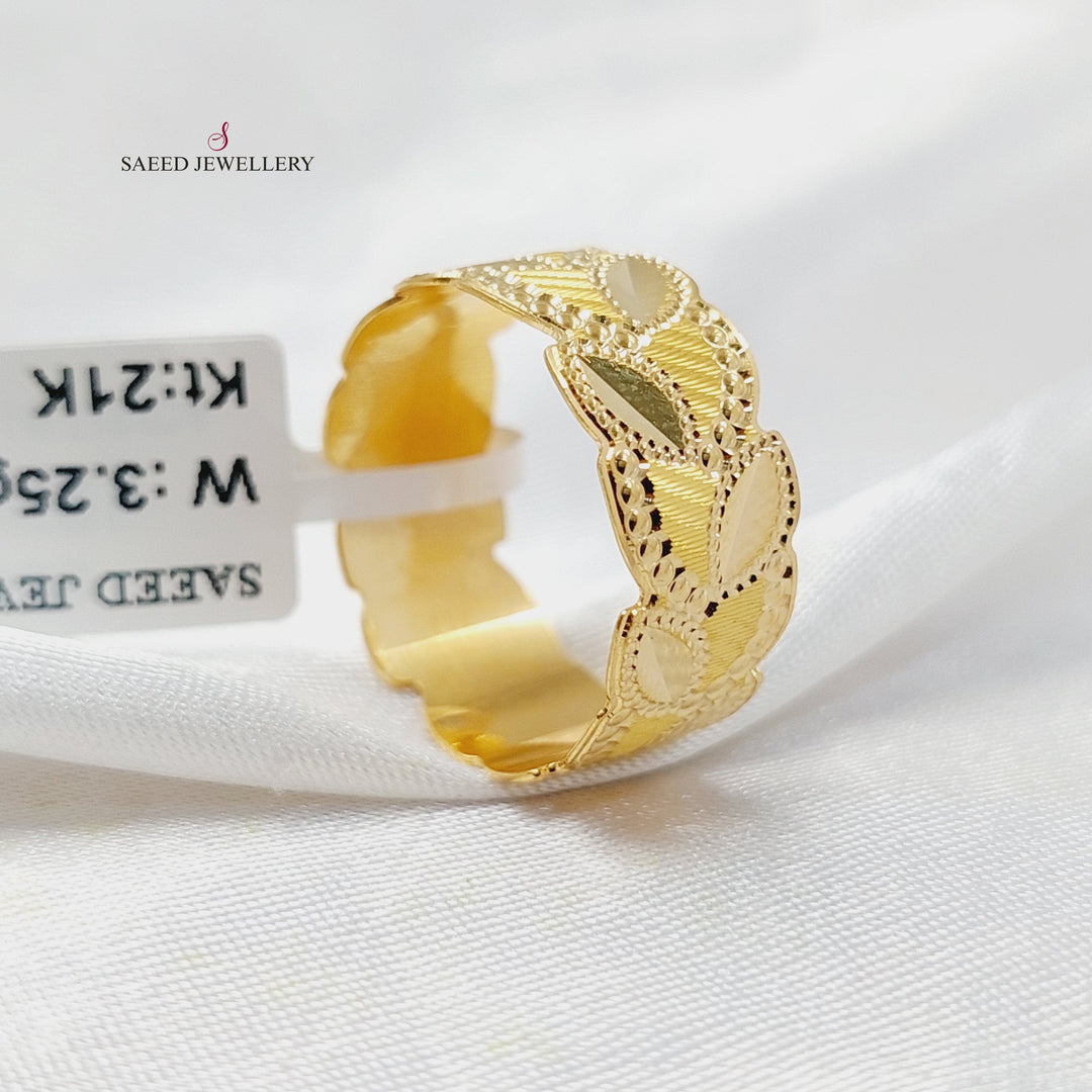 Leaf CNC Wedding Ring  Made Of 21K Yellow Gold by Saeed Jewelry-30576